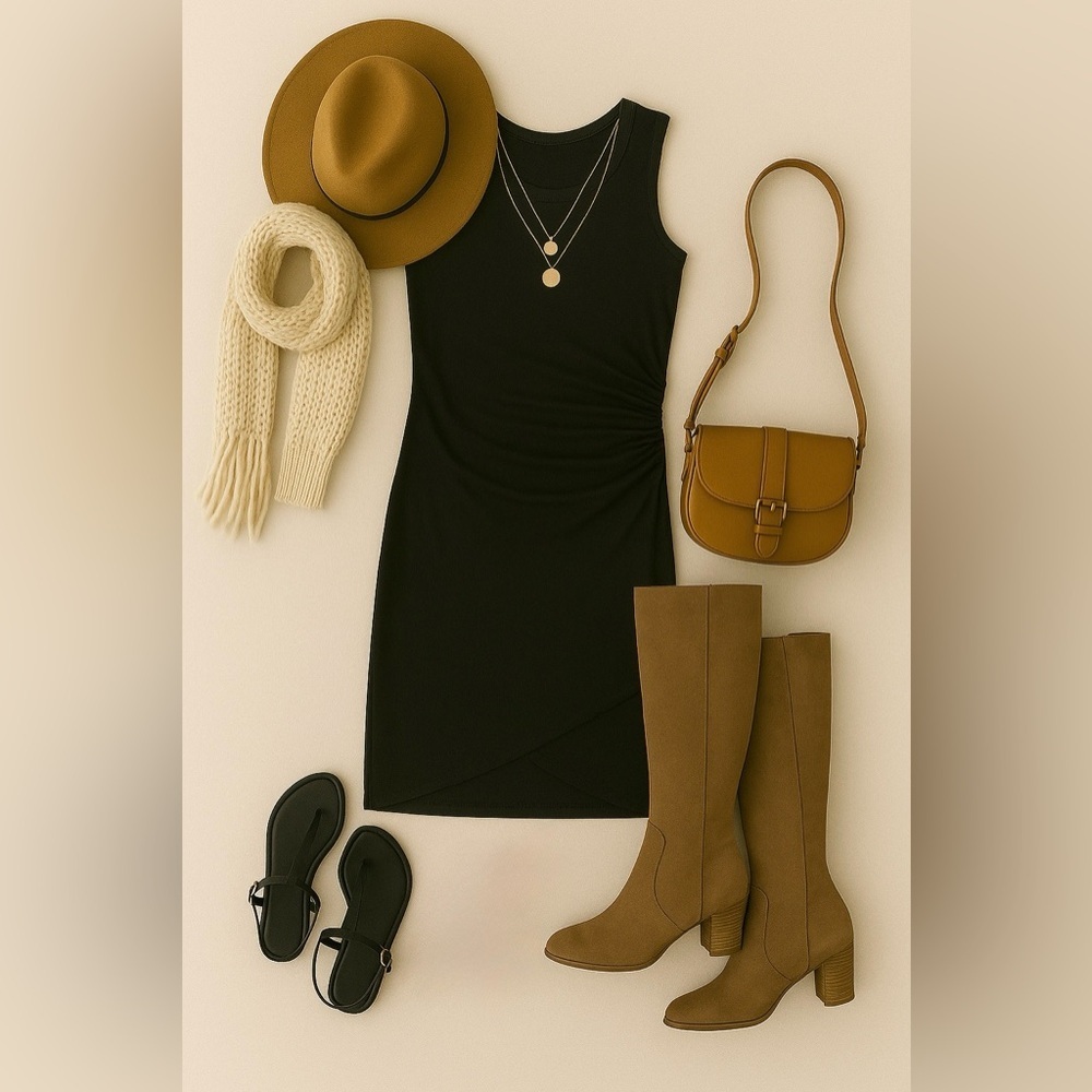 NWOT Treasure and Bond Sleeveless black side ruched dress XXS